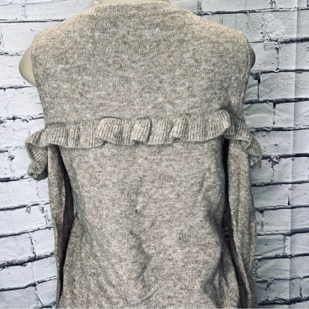LOFT Ruffle Cold Shoulder Sweater size S - Picture 3 of 9